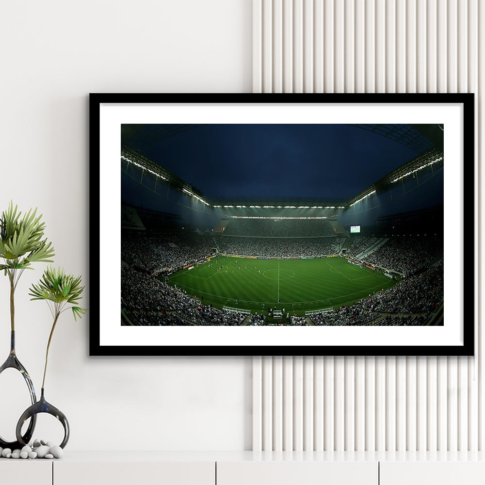 Corinthians Arena, Stadium Canvas, Sport Art, Fan Gifts, White Border Framed Art Print Wall Decor
