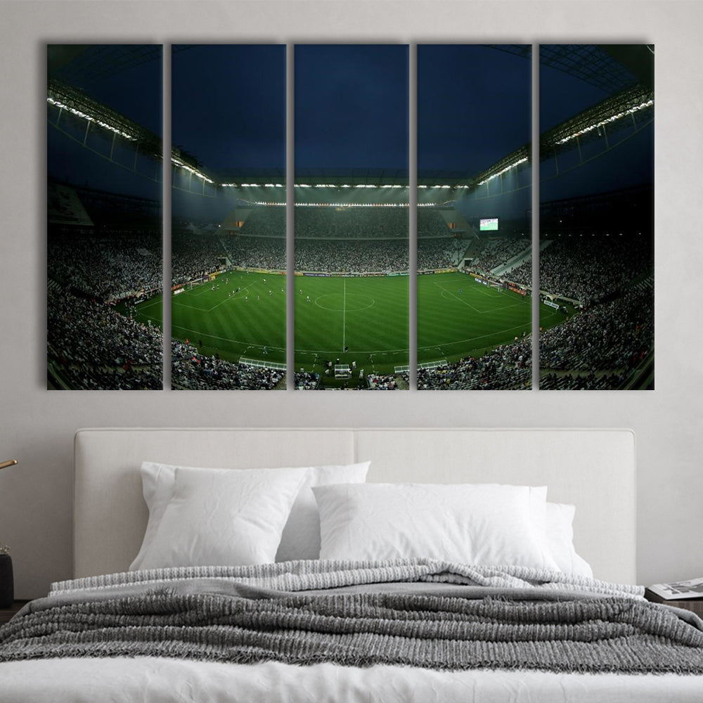 Corinthians Arena, Stadium Canvas, Sport Art, Fan Gifts, 5 Panel B, Extra Large Canvas, Canvas Print Wall Art