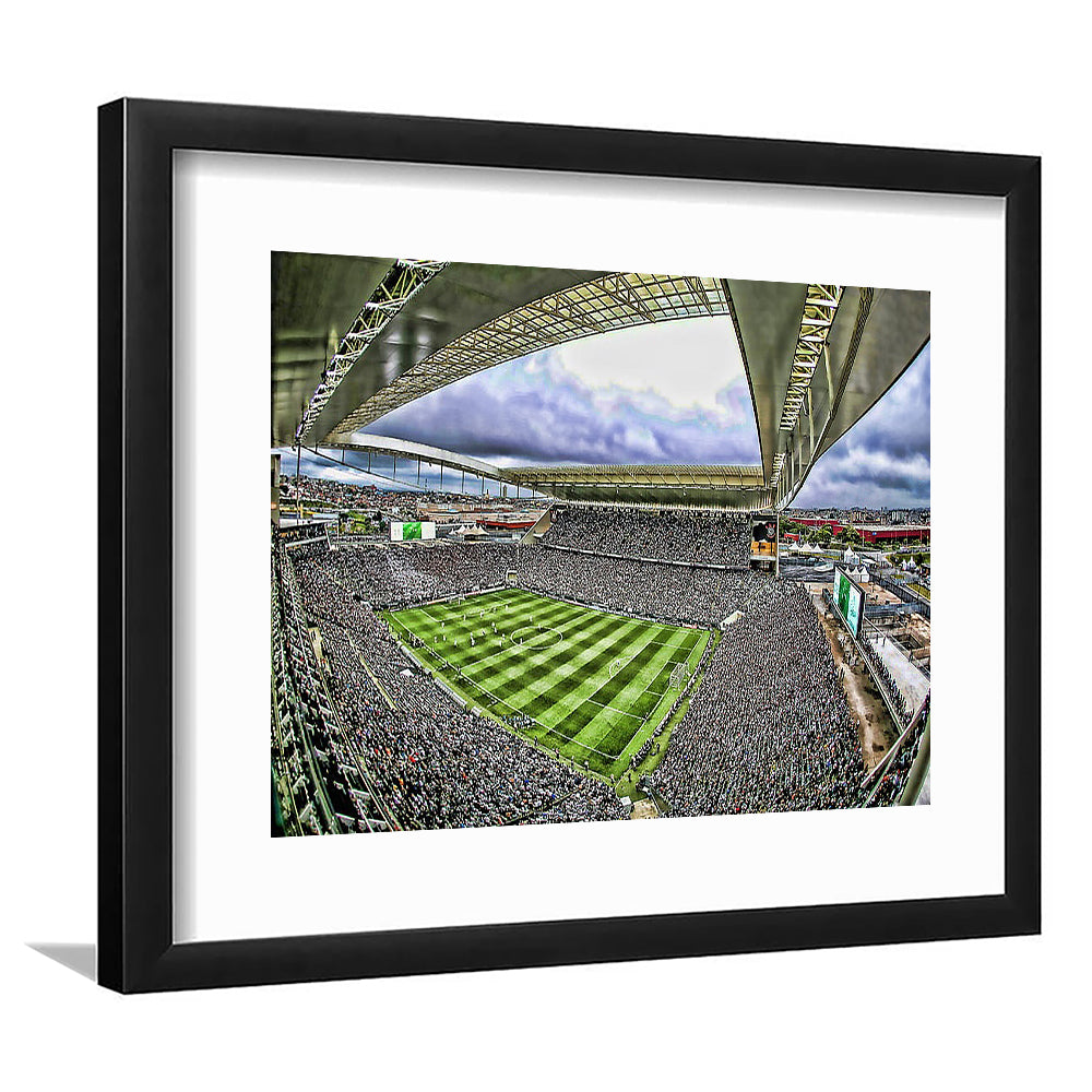 Corinthians Arena, Stadium Canvas, Sport Art, Gift for him, White Border Framed Art Print Wall Decor