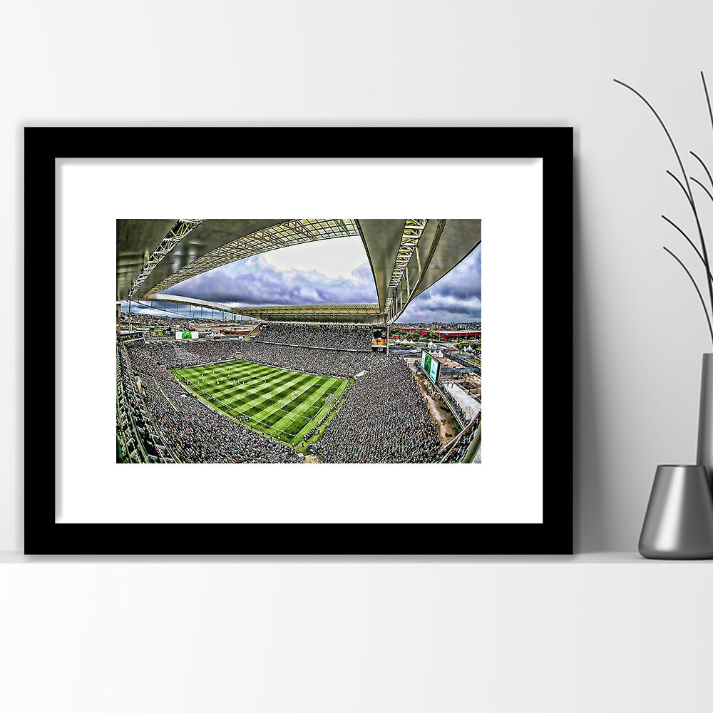Corinthians Arena, Stadium Canvas, Sport Art, Gift for him, White Border Framed Art Print Wall Decor