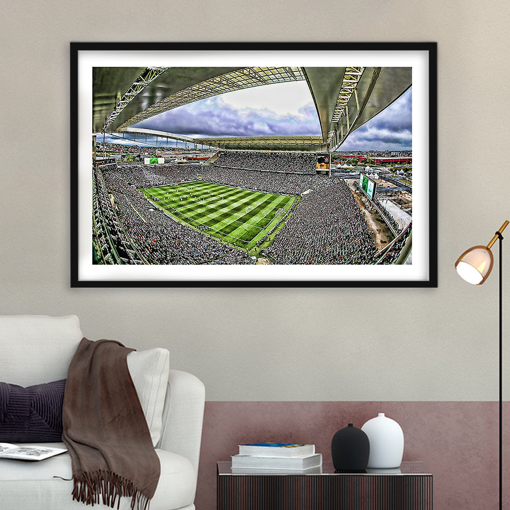 Corinthians Arena, Stadium Canvas, Sport Art, Gift for him, White Border Framed Art Print Wall Decor