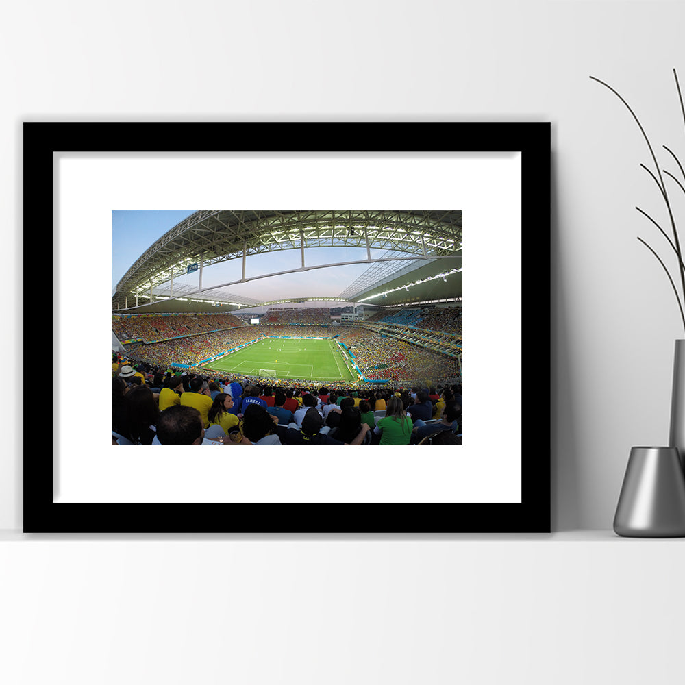Corinthians Stadium, Stadium Canvas, Sport Art, Gift for him, White Border Framed Art Print Wall Decor