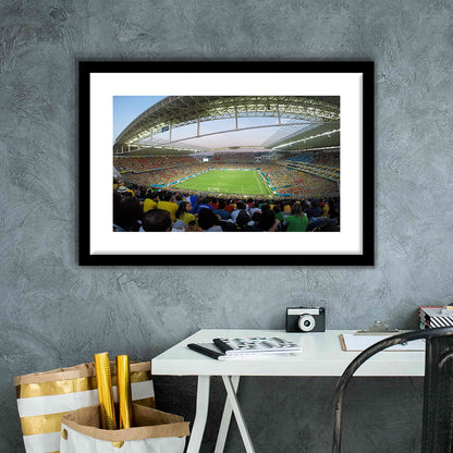 Corinthians Stadium, Stadium Canvas, Sport Art, Gift for him, White Border Framed Art Print Wall Decor