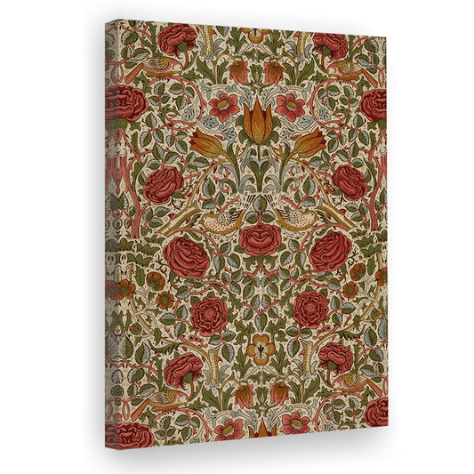 Cottage Core Decor Botanical Pattern Print Canvas Print Wall Art, Aesthetic Home Decor Textile, Vintage Gallery Wall Print