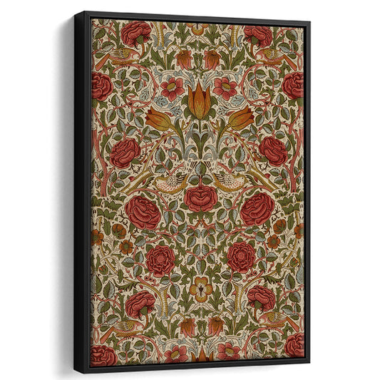 Cottage Core Decor Botanical Pattern Print Framed Canvas Print Wall Art, Aesthetic Home Decor, Vintage Wall Print