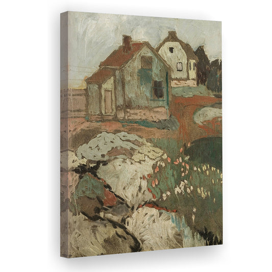Cottage Core Decor Landscape Oil Painting Neutral Canvas Print Wall Art, Moody Canvas Print Wall Art, Aesthetic Room Decor