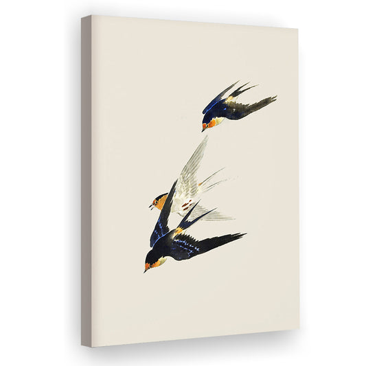Cottage Core Decor Neutral Canvas Print Wall Art, Vintage Bird Minimalist Wall Art, Laundry Room Decor Wall Art,