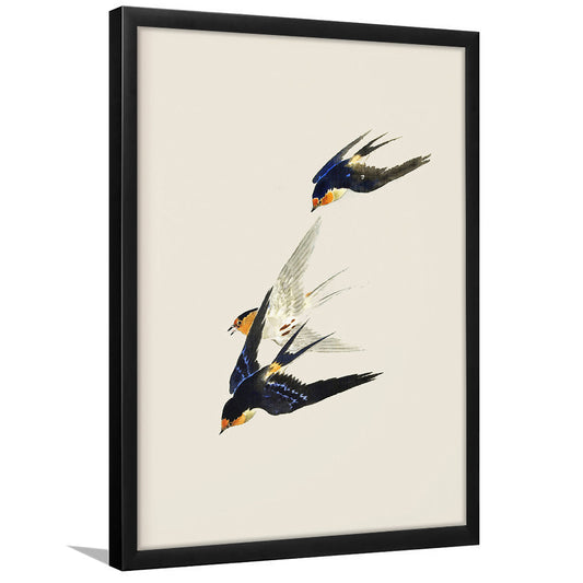 Cottage Core Decor Neutral Framed Art Print Wall Decor, Vintage Bird Minimalist Wall Art, Laundry Room Decor Wall Art
