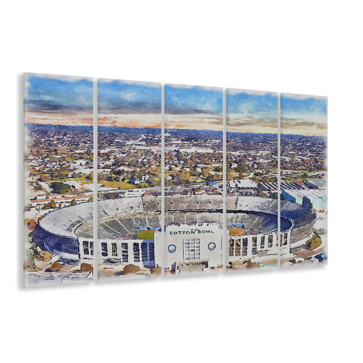 Cotton Bowl Painting Stadium Watercolor, Dallas Texas Watercolor, Sport Art, Extra Large Canvas Print Wall Art