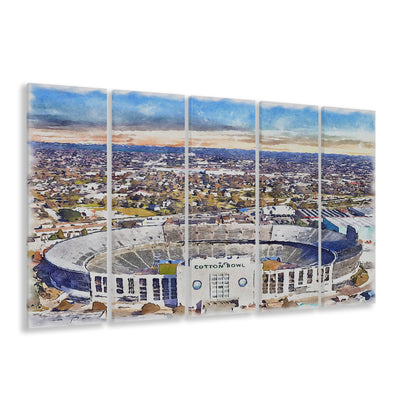 Cotton Bowl Painting Stadium Watercolor, Dallas Texas Watercolor, Sport Art, Extra Large Canvas Print Wall Art