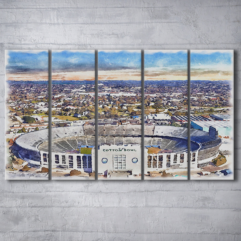 Cotton Bowl Painting Stadium Watercolor, Dallas Texas Watercolor, Sport Art, Extra Large Canvas Print Wall Art
