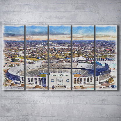 Cotton Bowl Painting Stadium Watercolor, Dallas Texas Watercolor, Sport Art, Extra Large Canvas Print Wall Art