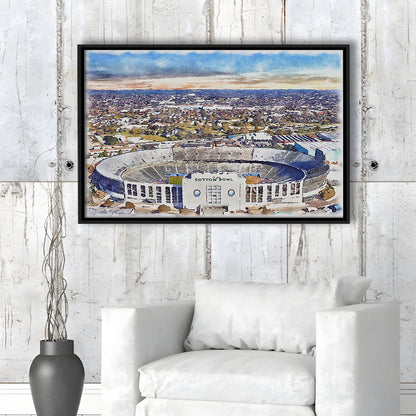 Cotton Bowl Painting Stadium Watercolor, Dallas Texas Watercolor, Sport Gift Art, Framed Canvas Print Wall Art