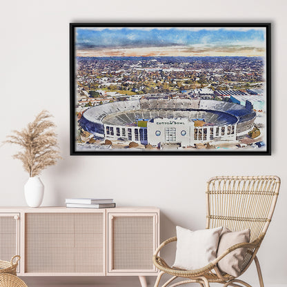 Cotton Bowl Painting Stadium Watercolor, Dallas Texas Watercolor, Sport Gift Art, Framed Canvas Print Wall Art