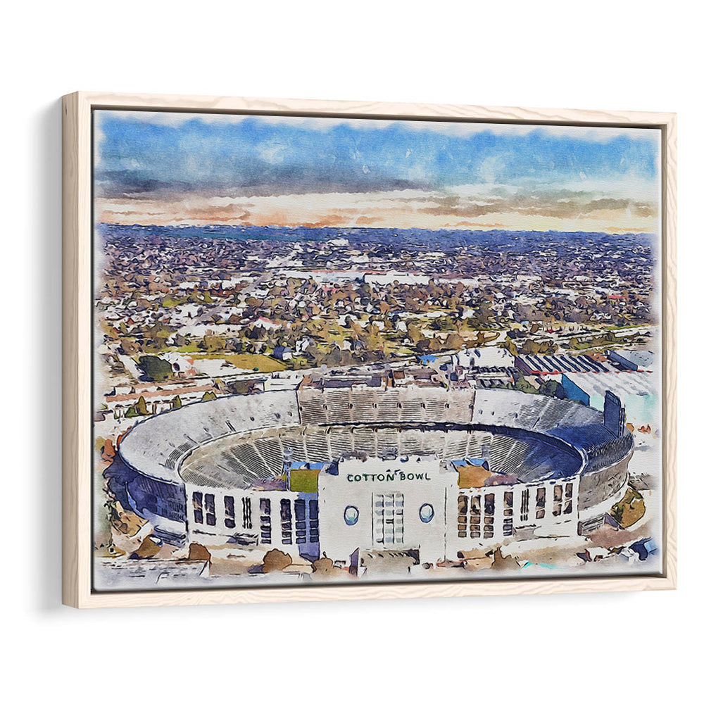 Cotton Bowl Painting Stadium Watercolor, Dallas Texas Watercolor, Sport Gift Art, Framed Canvas Print Wall Art