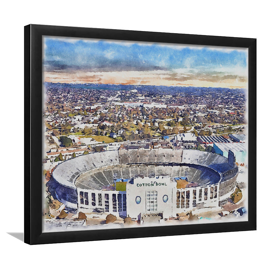 Cotton Bowl Painting Stadium Watercolor, Dallas Texas Watercolor, Sport Gift Art, Framed Art Print Wall Decor