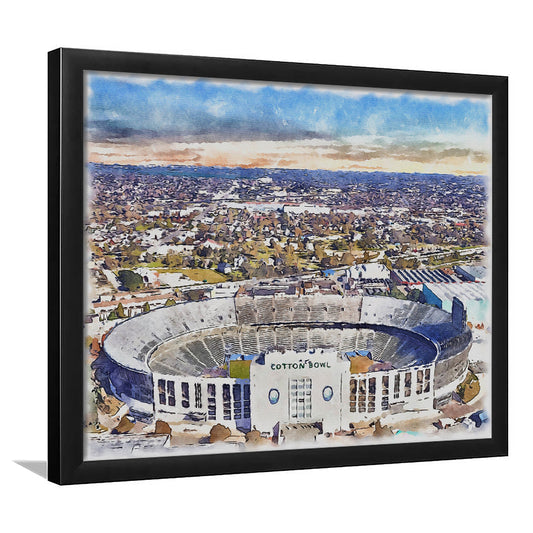Cotton Bowl Painting Stadium Watercolor, Dallas Texas Watercolor, Sport Gift Art, Framed Art Print Wall Decor