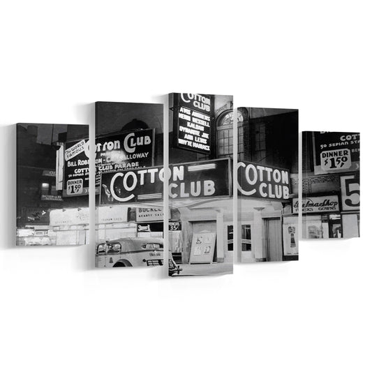 Cotton Club Harlem New York City Print, Black and White, Vintage Photo, Mixed 5 Pieces Canvas Print