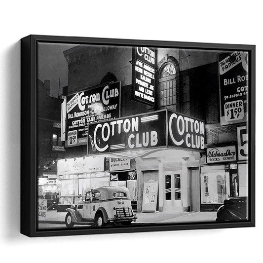 Cotton Club Harlem New York City Print, Black and White, Vintage Photo, Floating Framed Canvas Print
