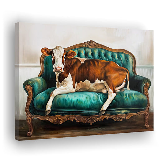 Cow Art Print,Farmhouse Decor,Wall Art,Vintage Print,Funny Cow Print, Canvas Print Wall Art, Wall Decor, Painting Canvas