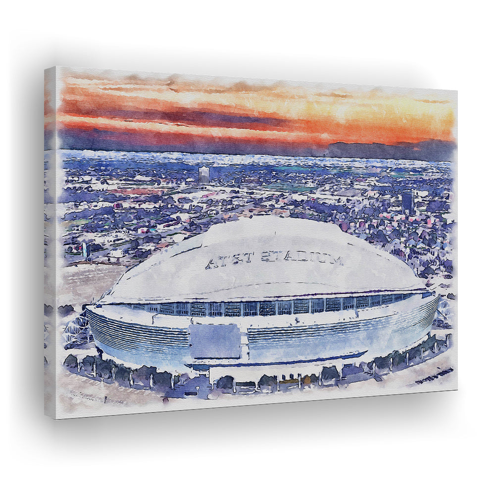Cowboys Painting Stadium Watercolor, Painting Canvas, Sport Art, Gifts for him, Canvas Print Wall Art