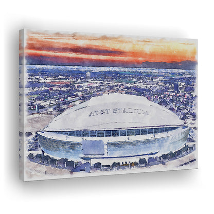 Cowboys Painting Stadium Watercolor, Painting Canvas, Sport Art, Gifts for him, Canvas Print Wall Art