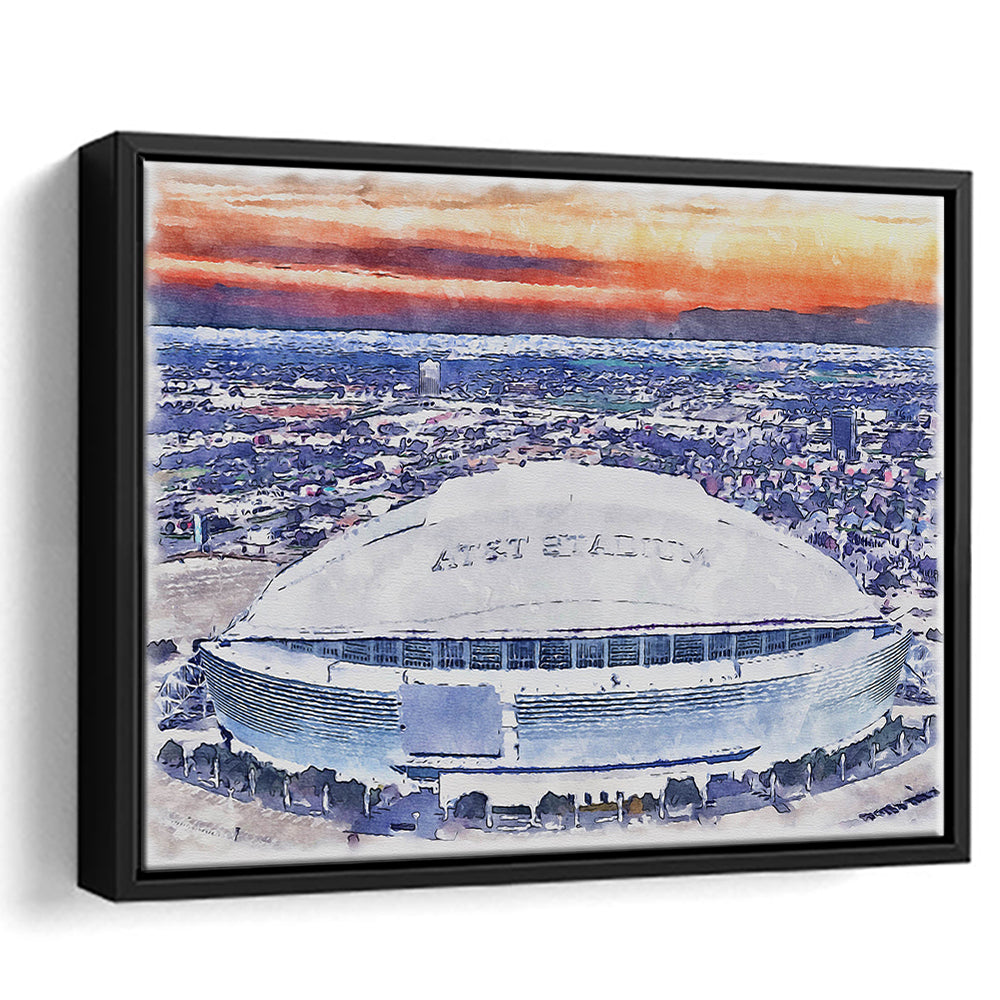 Cowboys Painting Stadium Watercolor, Painting Canvas, Sport Gift Art, Framed Canvas Print Wall Art