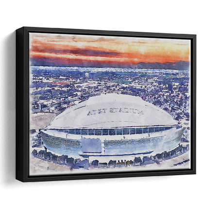 Cowboys Painting Stadium Watercolor, Painting Canvas, Sport Gift Art, Framed Canvas Print Wall Art