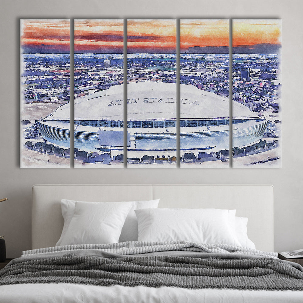 Cowboys Painting Stadium Watercolor, Painting Canvas, Sport Art, Extra Large Canvas Print Wall Art