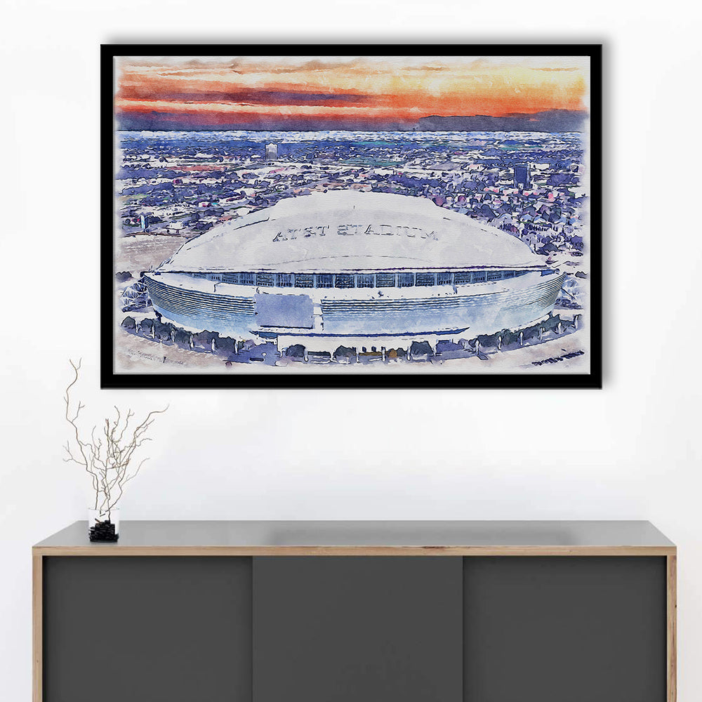 Cowboys Painting Stadium Watercolor, Painting Canvas, Sport Gift Art, Framed Art Print Wall Decor