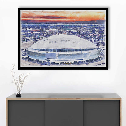 Cowboys Painting Stadium Watercolor, Painting Canvas, Sport Gift Art, Framed Art Print Wall Decor