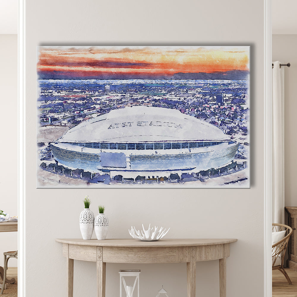 Cowboys Painting Stadium Watercolor, Painting Canvas, Sport Art, Gifts for him, Canvas Print Wall Art