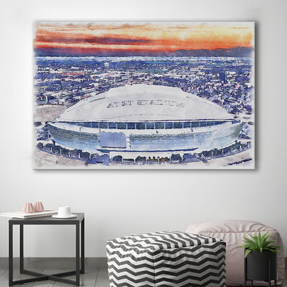 Cowboys Painting Stadium Watercolor, Painting Canvas, Sport Art, Gifts for him, Canvas Print Wall Art