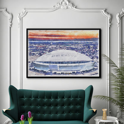 Cowboys Painting Stadium Watercolor, Painting Canvas, Sport Gift Art, Framed Art Print Wall Decor