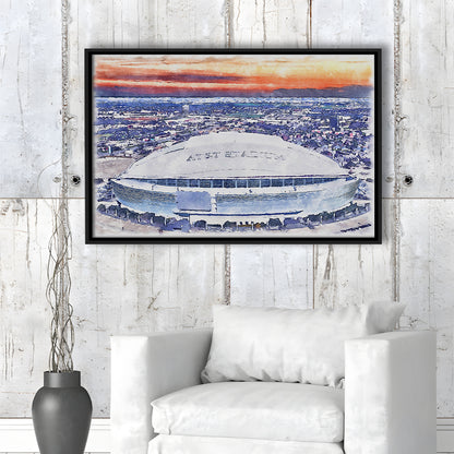 Cowboys Painting Stadium Watercolor, Painting Canvas, Sport Gift Art, Framed Canvas Print Wall Art