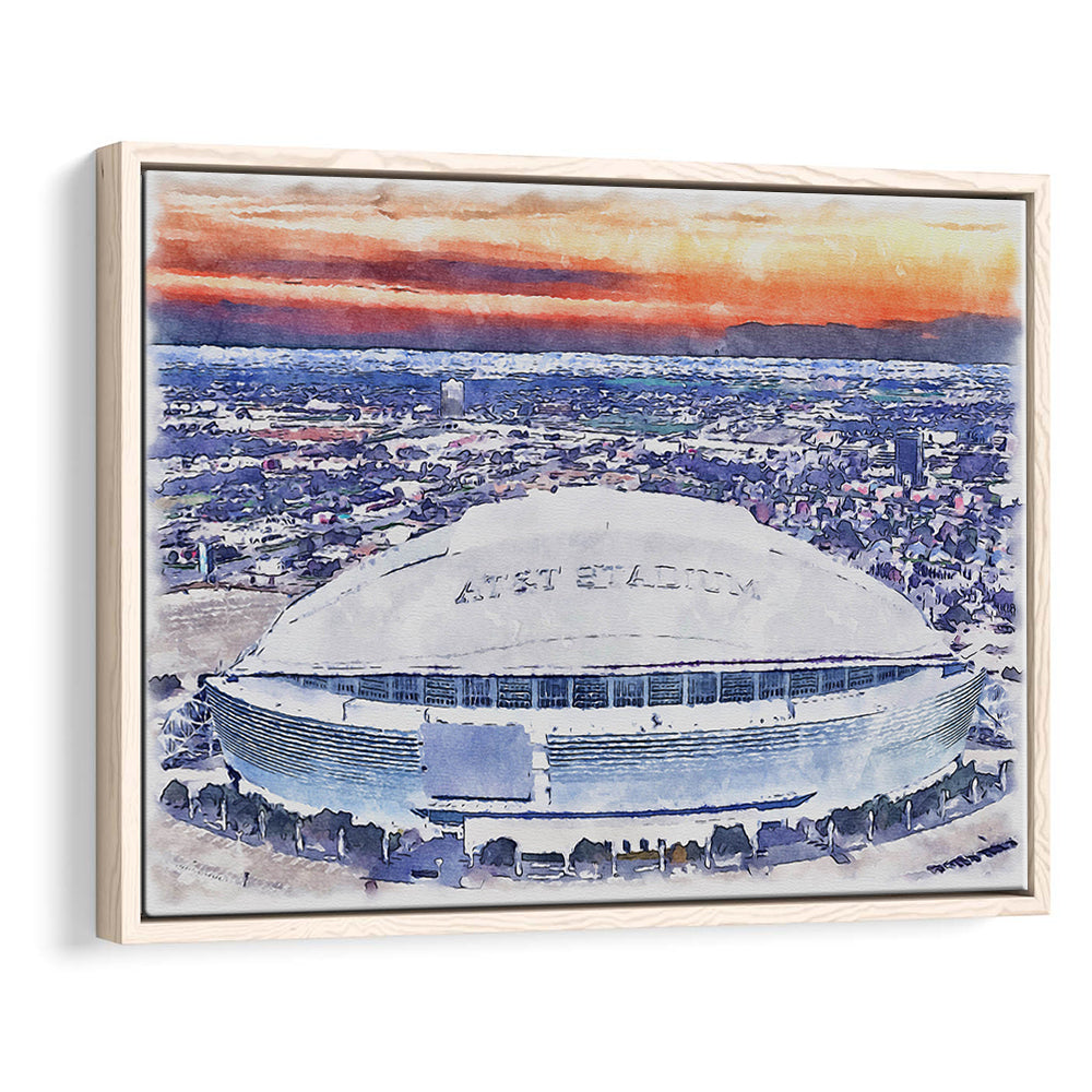 Cowboys Painting Stadium Watercolor, Painting Canvas, Sport Gift Art, Framed Canvas Print Wall Art