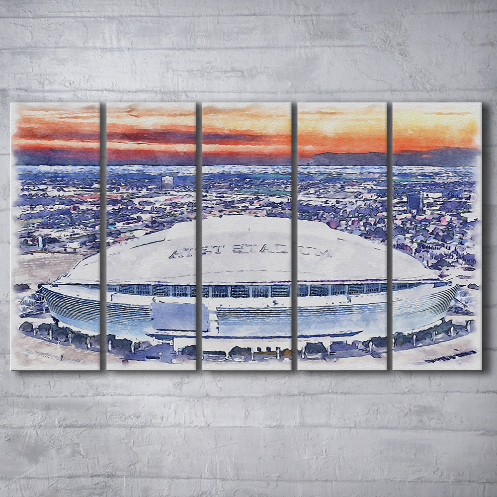 Cowboys Painting Stadium Watercolor, Painting Canvas, Sport Art, Extra Large Canvas Print Wall Art