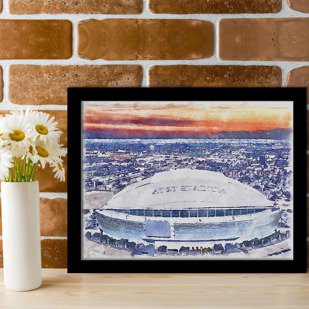 Cowboys Painting Stadium Watercolor, Painting Canvas, Sport Gift Art, Framed Art Print Wall Decor