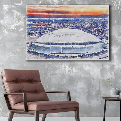 Cowboys Painting Stadium Watercolor, Painting Canvas, Sport Art, Gifts for him, Canvas Print Wall Art