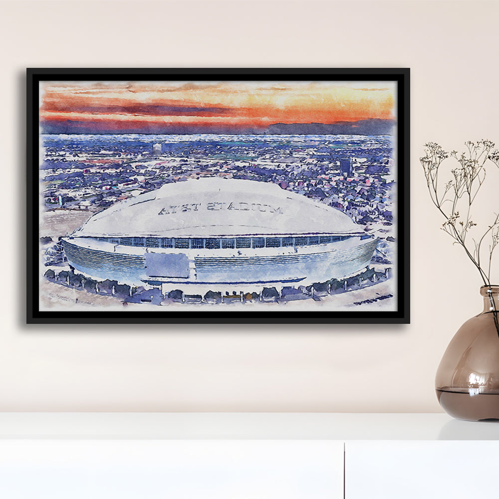 Cowboys Painting Stadium Watercolor, Painting Canvas, Sport Gift Art, Framed Canvas Print Wall Art