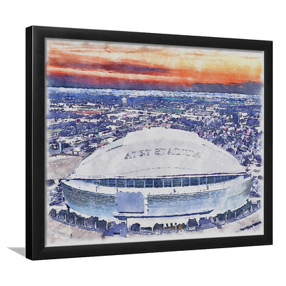 Cowboys Painting Stadium Watercolor, Painting Canvas, Sport Gift Art, Framed Art Print Wall Decor