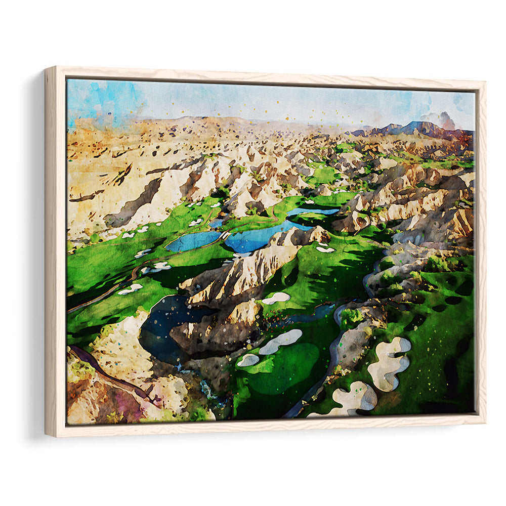 Creek Wol, Mesquite, Neved Watecolor, Golf Sport Art, Floating Framed Canvas Print Wall Art