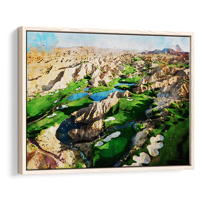 Creek Wol, Mesquite, Neved Watecolor, Golf Sport Art, Floating Framed Canvas Print Wall Art
