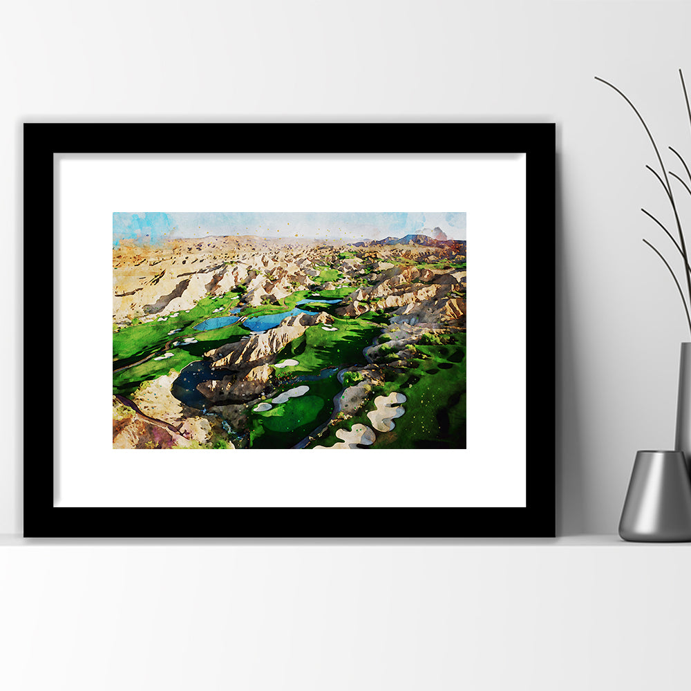 Creek Wol, Mesquite, Neved Watecolor, Golf Sport Art, Framed Art Print White Border Wall Decor