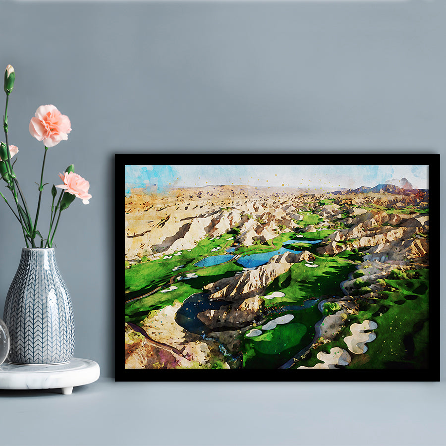 Creek Wol, Mesquite, Neved Watecolor, Golf Sport Art, Framed Art Print Wall Decor, Framed Picture