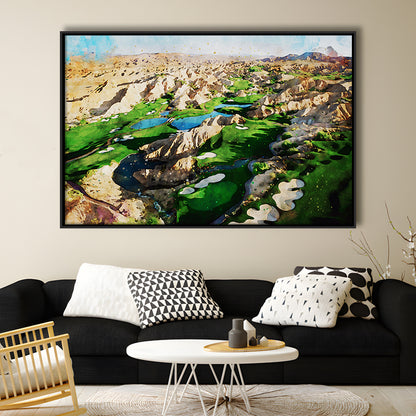 Creek Wol, Mesquite, Neved Watecolor, Golf Sport Art, Floating Framed Canvas Print Wall Art