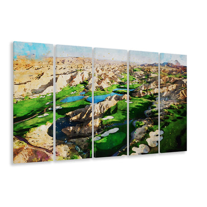Creek Wol, Mesquite, Neved Watecolor, Golf Sport Art, Multi Panels Canvas Print Wall Art
