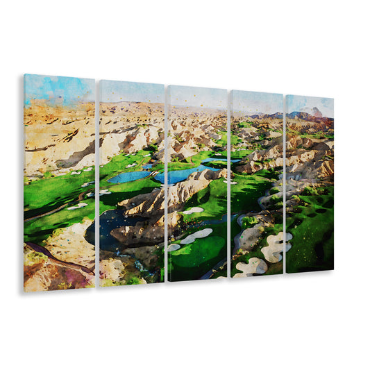 Creek Wol, Mesquite, Neved Watecolor, Golf Sport Art, Multi Panels Canvas Print Wall Art