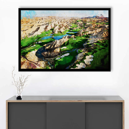 Creek Wol, Mesquite, Neved Watecolor, Golf Sport Art, Framed Art Print Wall Decor, Framed Picture
