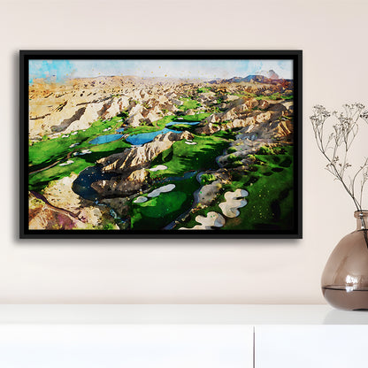 Creek Wol, Mesquite, Neved Watecolor, Golf Sport Art, Floating Framed Canvas Print Wall Art